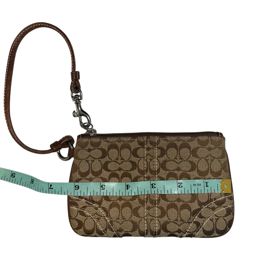 Coach Brown Monogram Wristlet Vintage y2k Signature C Coin Purse Wallet